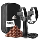Erland Steinschleuder Profi Set - Jagd Schleuder Zwille für Erwachsene mit Steinschleuder Gummi und 100g Tonkugeln für Slingshot Professional – präzise Schleuder Katapult für Outdoor Spiele Erwachsene