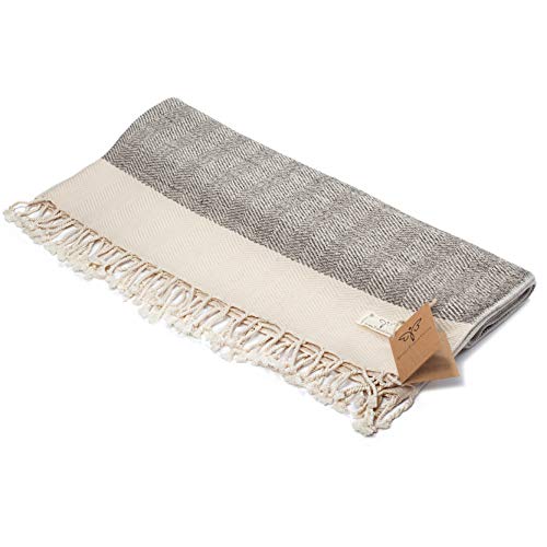 Smyrna Original Turkish Throw Blanket Herringbone Series | 100% Cotton, 50 X 60 Inches | Vintage Boho Throw Blankets For Couch, Sofa, Farmhouse And Home Decor | Lightweight And Super Soft (Beige) #TOP7