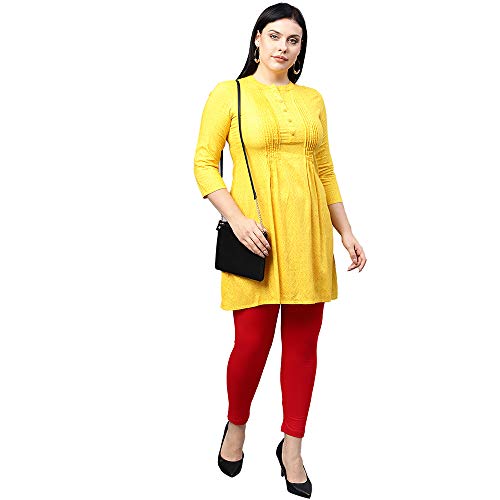 Image of GO COLORS Soft Cotton Stretch Ankle Length Leggings for Women | Breathable