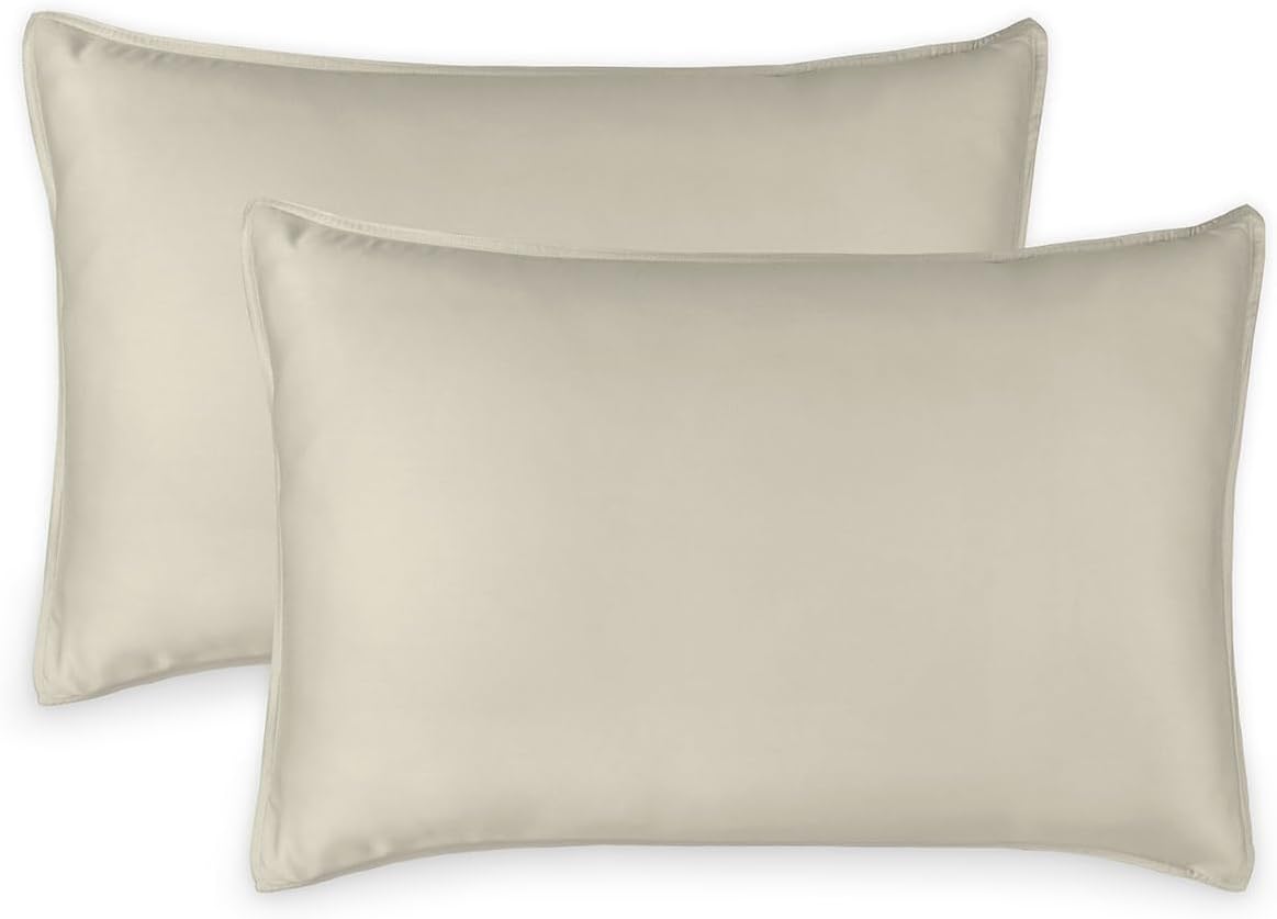 Queen Pillowcases by Pure Bamboo, Genuine 100% Organic Viscose Derived from Bamboo, Luxuriously Soft & Cooling, Double Stitching, Envelope Closure (2 Queen Pillowcases, Birch)