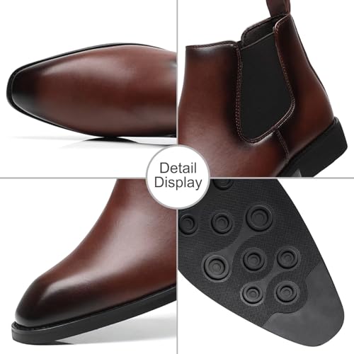 Image of SANNAX Men's Chelsea Boots Classic Business Leather Shoes Casual Dress Ankle Boot