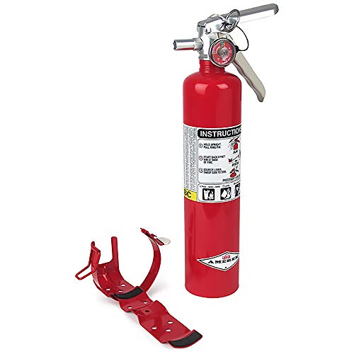 Amerex B417T Dry Chemical 2.5 Pounds lbs Fire Extinguisher with Vehicle Bracket and Mobile Deals Adjustable Roll Bar Holder Mount compatible with Jeep Wrangler Unlimited, CJ, JK, TJ - Durable Strap