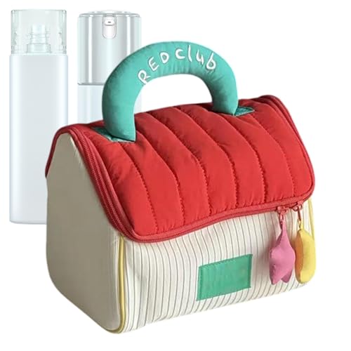 Wezalget Neceser de viaje – de almacenamiento de gran capacidad, de aseo para ducha, paquete de cosméticos, de champú con asa para pasta de dientes, loción y limpiador facial, Red