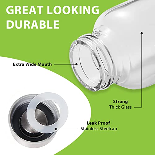 Sursip 24Oz Glass Water Bottle Set Of 6, Clear Glass Juice Bottle For Juicing，Reusable Drinking Bottles With Stainless Steel Lid，Beverage Storage Containers For Refrigerator-Bpa Free，Leak Proof #TOP1