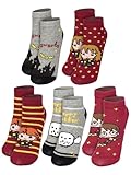 Harry Potter Socken für Mädchen - 3 Freunde Kinder Sneaker Kindersocken Söckchen Grau/Rot (5er Pack) (DE/NL/SE/PL, Numerisch, 31, 34, Regular)