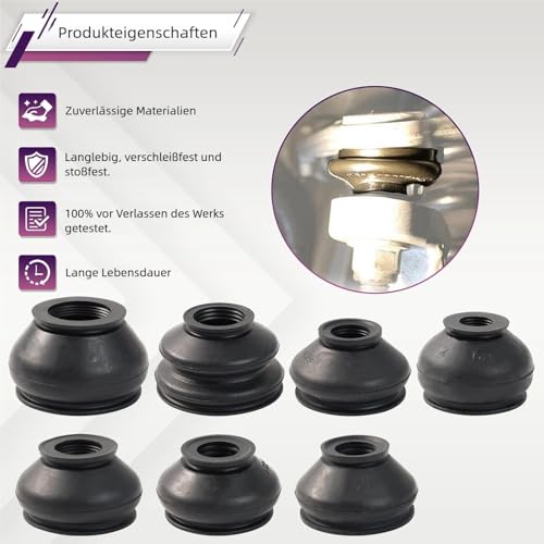 14x Universal-Staubschutzkappe Traggelenk Spurstangenkopf Gummimanschette für Kugelkopf Kreuzgelenke Spurstange und Kugelgelenk Gelenkmanschette Spurstangenkugelgelenk für Auto & Motorrad