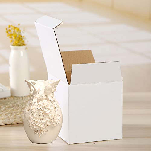 Lainrrew 12 Pcs Shipping Boxes, 4X4X4Inches White Kraft Corrugated Cardboard Boxes Small Mailing Boxes Recyclable Cardboard Box Cube For Shipping And Packing (4X4X4") #TOP1