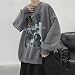 Y2K Dobermann Graphic Sweatshirt für Herren und Damen, koreanisches Harajuku, Langarm-Top, Oversize, Fleece, adretter Stoff, Streetwear, Unisex, Grau, Größe 3XL