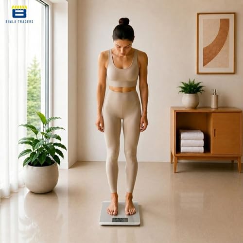 Image of Btag Premium Digital Body Weight Scale | 26x26 cm Wide Platform | Clear LCD Display | Anti-Skid Base | 180 kg Capacity Block Design (White)