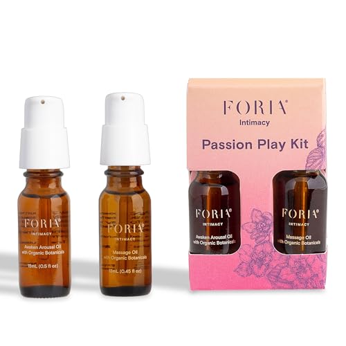 Foria Passion Play Kit - Organic All-Natural Travel Set Designed for Women - Awaken Oil & Massage Body Oil