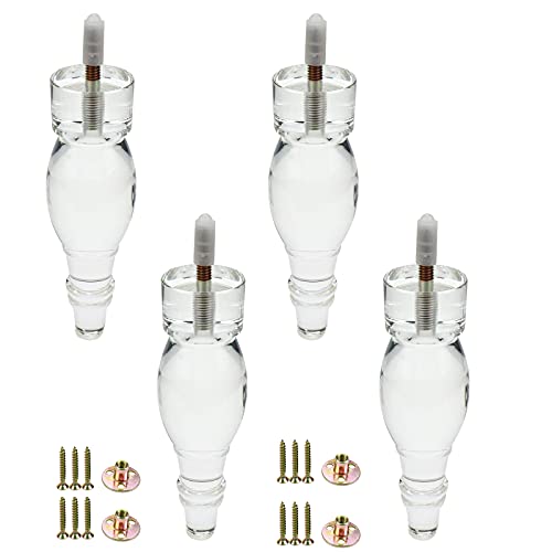 Lc Lictop Couch Acrylic Feet 180Mm/7.09" Acrylic Sofa Legs With Metric M10 Hanger Bolt & T-Nut 4Pack #TOP7