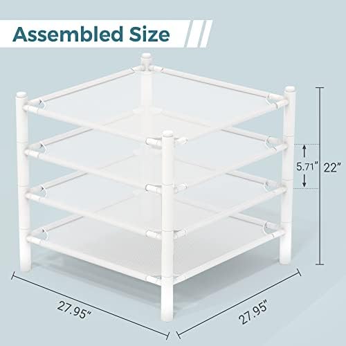 STORAGE MANIAC Sweater Drying Rack, Mesh Clothes Drying Rack, Stackable Laundry Drying Rack, Lay Flat Dryer for Delicates, Portable Dry Rack for Indoor or Outdoor, White, 4-Pack