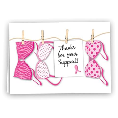 Fundraising For A Cause 12 Pink Ribbon Note Cards - Breast Cancer Thank You Cards with Envelopes Cover