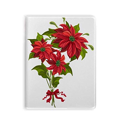 Carnet de notes avec couverture souple haut de gamme imprimé fleurs de Noël rouge pour l'écriture