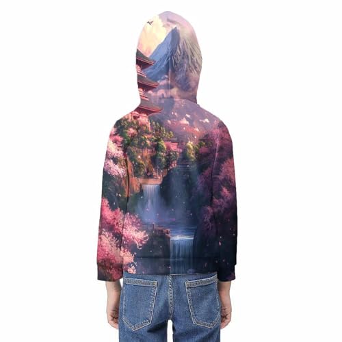 Sweat à capuche 3D fleurs de cerisier pull enfant chaud et résistant aux lavages - 6