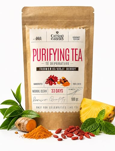 DETOX | Té Depurativo | Infusión drenante con efecto diuretico | Te Verde, Cola de Caballo, Diente de León, Curcuma, Jengibre, Bayas de Goji, Piña | Antioxidante Natural 100g DETOX | Té Depurativo | Infusión drenante con efecto diuretico | Te Verde, Cola de Caballo, Diente de León, Curcuma, Jengibre, Bayas de Goji, Piña | Antioxidante Natural 100g