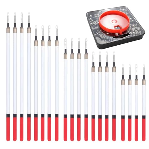 Fishing Floats and Fishing Weights, Complete Fishing Tackle Set with 20 Plastic Floats and 179 PCS Split Shot Weights, Professional Equipment for Freshwater and Saltwater Angling in Various Water Cond