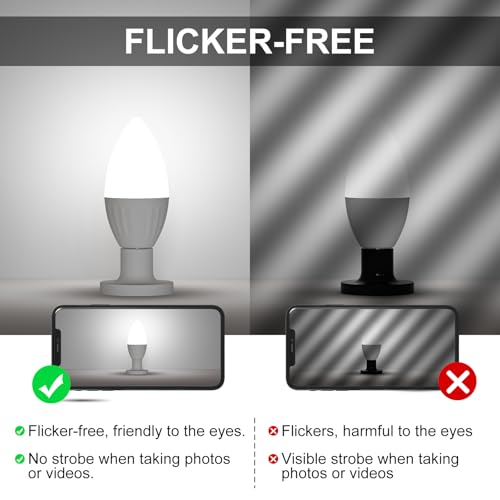 E12 LED Candelabra Light Bulbs 5W,40W Equivalent, Small Base Ceiling Fan Light Bulbs, B11 Chandelier Light Bulbs, Daylight 5000K Type B Candle Bulbs, Non-Dimmable, 6 Packs by ChangM - Image 7