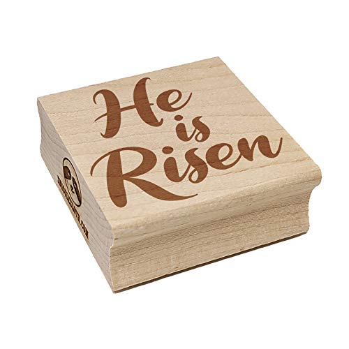He is Risen Religious Easter Christian Square Rubber Stamp for Stamping Crafting - 1.25in Small