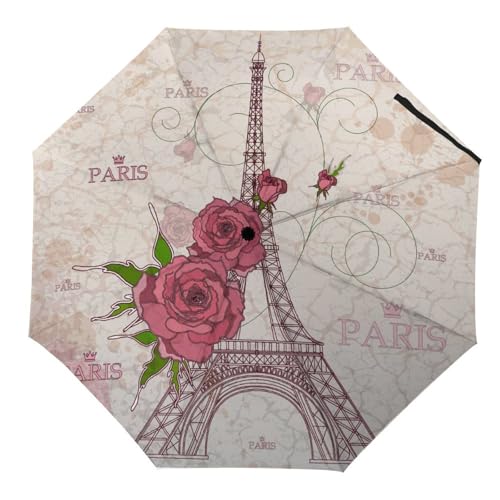 Parapluie automatique compact à roses roses pour ne plus jamais être surpris par la pluie