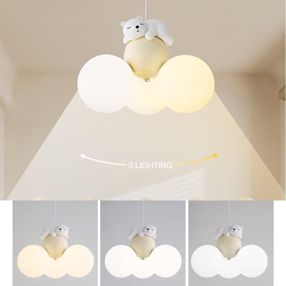 LED-Hängelampe mit schlafendem Bären, Cartoon-Ballon, Deckenleuchte, Kronleuchter, Hängelampe, Deckenlampe, Mond-Kronleuchter, Deckenbeleuchtung für Schlafzimmer, Kinderzimmer
