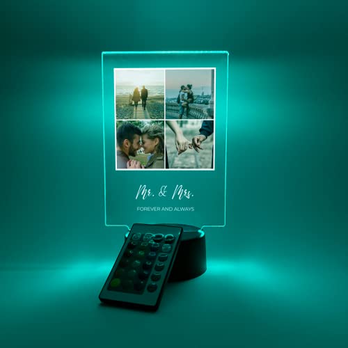 Personalized Photo Collage Picture 3D Led Engraved Name /Words Custom 16 Colors Light Up Sign Acrylic Plaque Stand Night Table Lamp Mom Dad Boys Girls Birthday Anniversary Father's Day Wedding Gift #TOP5