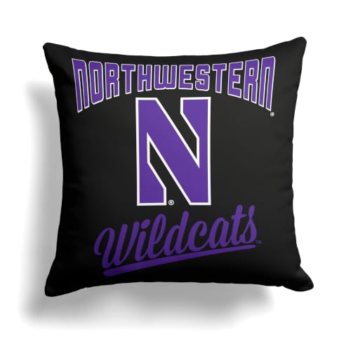 Northwest NCAA Northwestern Wildcats Alumni Double-Sided Printed Throw Pillow, Soft Decorative Polyester Fan Cushion, Couch Bed or Game Room Decor, 18 x 18 in