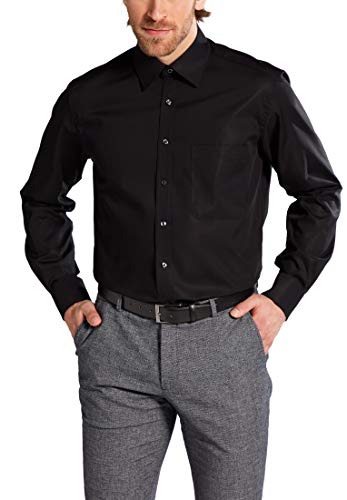 ETERNA Langarm Hemd COMFORT FIT Popeline unifarben- Gr. 40, Schwarz