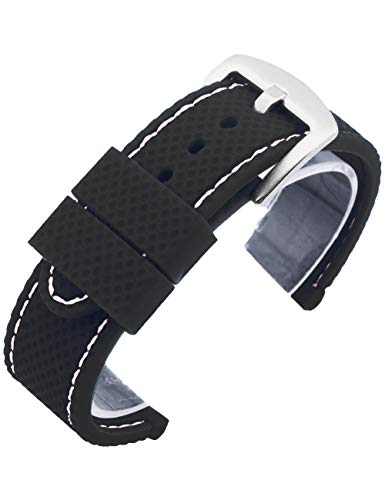 最安値 Reinherz 時計ベルト 時計バンド シリコーン ゴム 汎用 交換ベルト 腕時計ベルト ラバーバンド 防水 シリコーン ゴム スポーツ ソフト 柔らか 工具付属 チェック柄 24mm黒 白糸 一種留め具の価格比較