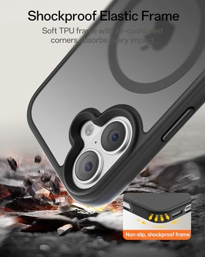 Image of UNBREAKcable Magnetic for iPhone 17 Case 6.3-Inch, Compatible with MagSafe, Full Camera Protection, Built-in Magnetic Ring, Drop Protection Shockproof Slim Phone Cover-Black