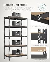 SONGMICS Schnelle Montage, Schwerlastregal 2er Set, Standregal, Lagerregal, Küchenregal, Regal, 5 Ablagen, 45 x 90 x 180 cm, bis 875 kg belastbar, für Keller, Küche, Arbeitszimmer, schwarz GLR452B01 – Ansicht 3