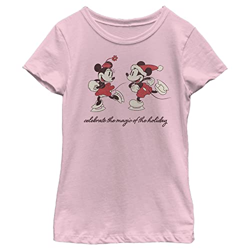 Idée cadeau Noël fille avec le t-shirt rose Disney Characters Vintage Holiday Skaters