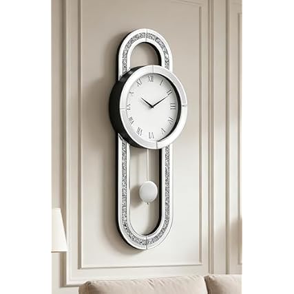 SHYFOY Decorative Wall Clock, 31 . 5 Mirrored Pendulum Clock Silent Luxury Large Wall Clocks with