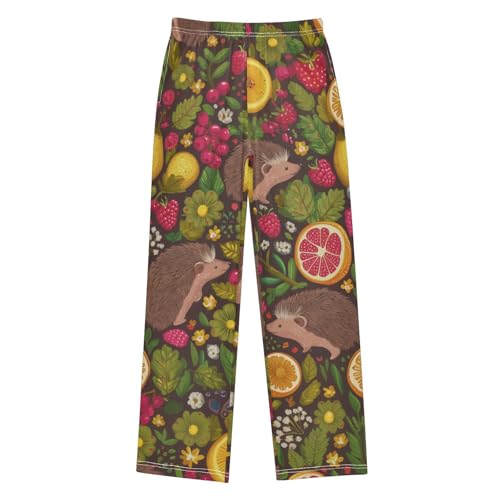 ZZXXB Hedgehog Orange Boys Long Pants Soft Trousers Elastic Waist Kids Lounge Bottoms with Pockets S-XL