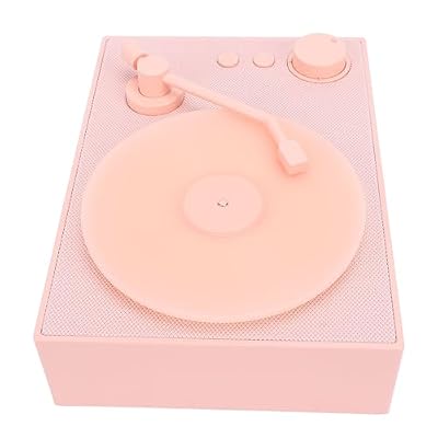 Omquot Portable Vintage Turntable with Aroma Diffuser Bluetooth Speaker for Indoor/Outdoor (Pink)