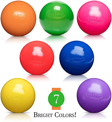 FoxPrint Soft Plastic Kids Play Balls – Non Toxic, 200 Phthalate & Bpa Free - Crush Proof & No Sharp Edges; Ideal for Baby or Toddler Ball Pit, Kiddie Pool, Indoor Playpen & Parties,