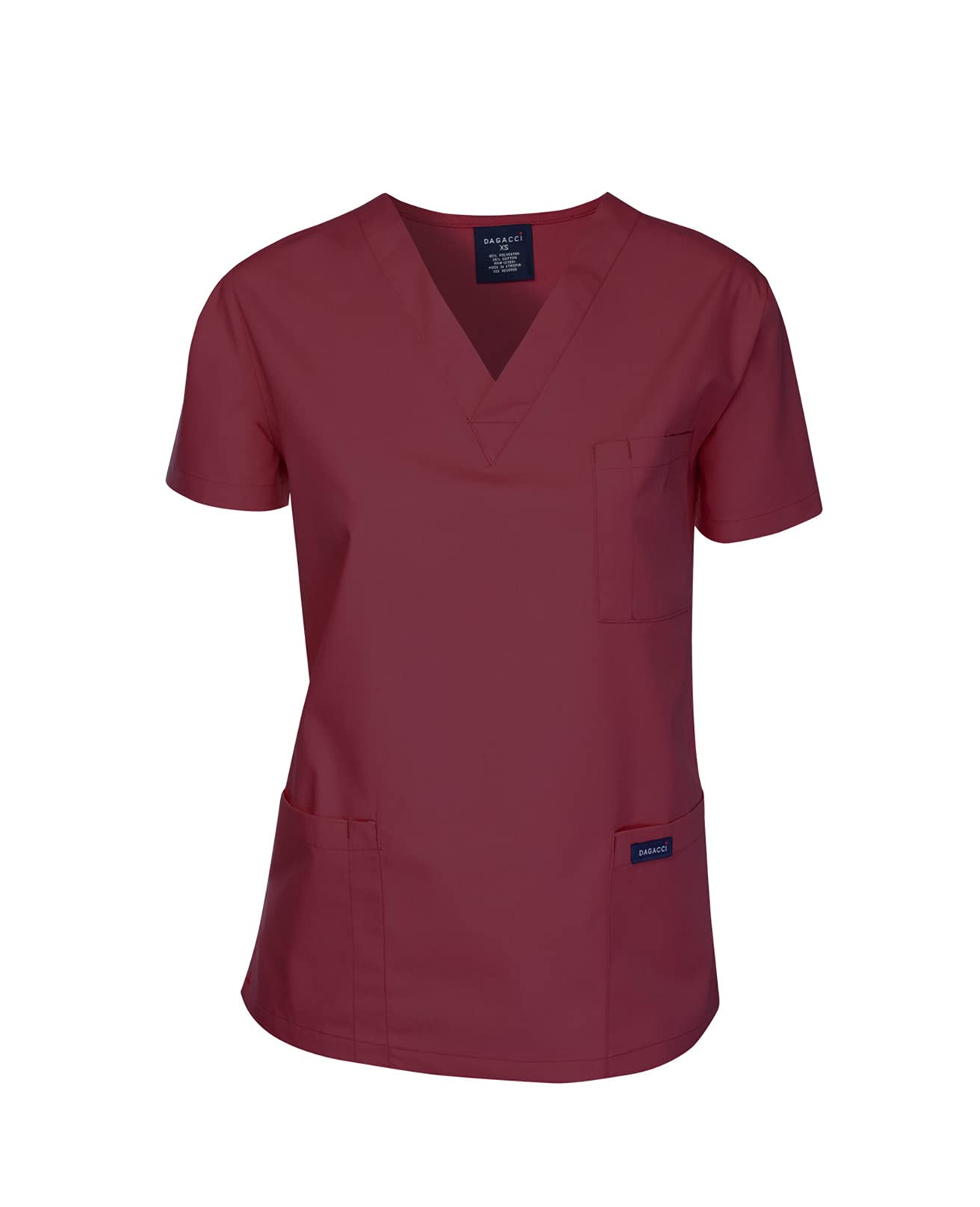 Dagacci Medical Uniform Women and Men Scrubs Shirts Medical Scrubs Top Small Burgundy