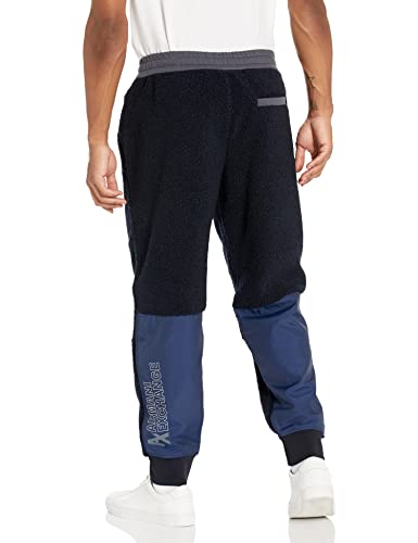 A|X Armani Exchange Men's Teddy Fleece Colorblock Jogger Sweatpants, Blu Navy/Ebony/B Iri, Xl #TOP1