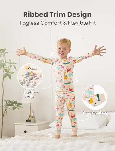 Image of PATPAT Bamboo Viscose Pajama Sets for Toddler Boys & Girls Baby Kids, Ultra-soft Snug fit Pjs Sleepers for Birthday Holiday