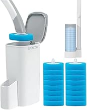 Stanley Toilet Cleaner Brush with 4-Piece Sponge Refill Set – Disposable Brush Heads, Bathroom Toilet Bowl Cleaning Kit with Holder (White)