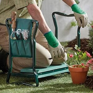 Garden Kneeler Folding Seat Stool with Handles & Tool Bag 3 in 1 for Outdoor Gardening & DIY