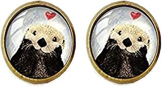 Retro Style Handmade Glass Dome Earrings Otter Love Jewelry Personalized Gifts