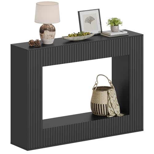 MAHANCRIS Modern Console Table, 120 cm Narrow Sofa Table for Living Room, Fluted Couch Table Behind Sofa, for Entrance, Foyer, Living Room, Bedroom, Dining Room, Black CTBK2501 by MAHANCRIS - Image 6