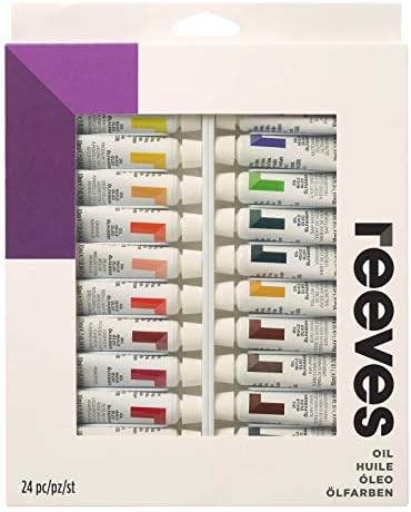 Reeves Oil Paint Set - Highly Pigmented Oil-Based Colours for Students, Hobbyists, and Artists, 18 Pack 12ml Tubes