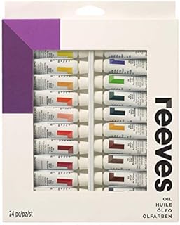 Reeves Oil Paint Set - Highly Pigmented Oil-Based Colours for Students, Hobbyists, and Artists, 18 Pack 12ml Tubes