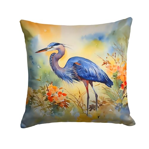 Caroline's Treasures Blue Heron Throw Pillow Machine Washable, Indoor Outdoor Decorative Pillow for Couch, Bed or Patio, 18Hx18W