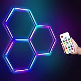 GOSLARLIT RGB Hexagon LED Lights,Remote Garage Ceiling Lights,Smart Honeycomb Led Lights for Party,G