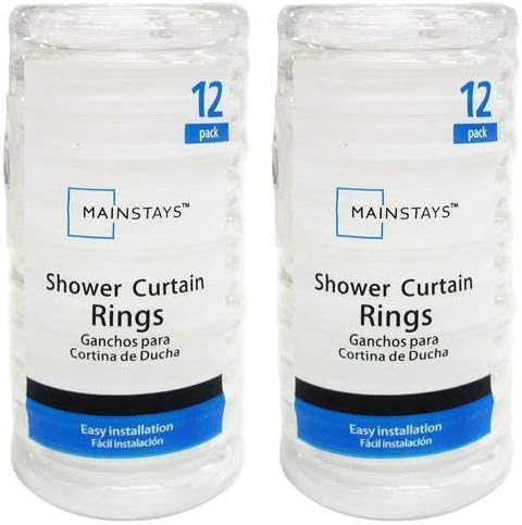 Basic Plastic Shower Curtain Rings - White - 2 Pack