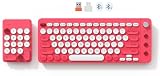 Meetion Gamer Portable Bluetooth Colorful Computer Keyboards, Wireless Spilt Ergonomic Keyboard with Separate Numeric Keypad, Mini Numeric Keypad for Accountants/Left-Handed User, Pink