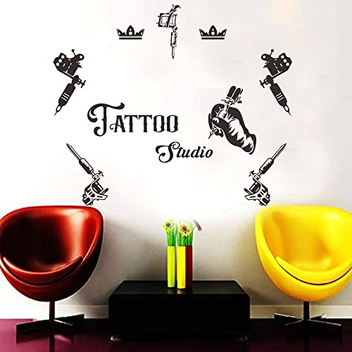 Anfrjji Tattoo Studio Wall Sticker - Removable Pvc Decal For Tattoo Shop Decor - Tools, Sign And Tattoos Mural - Great For Tattoo Artists -Effect 39"X31" Effect Size - Ideal For Tattoo Shop Decoration Jwh167 (Black) #TOP5